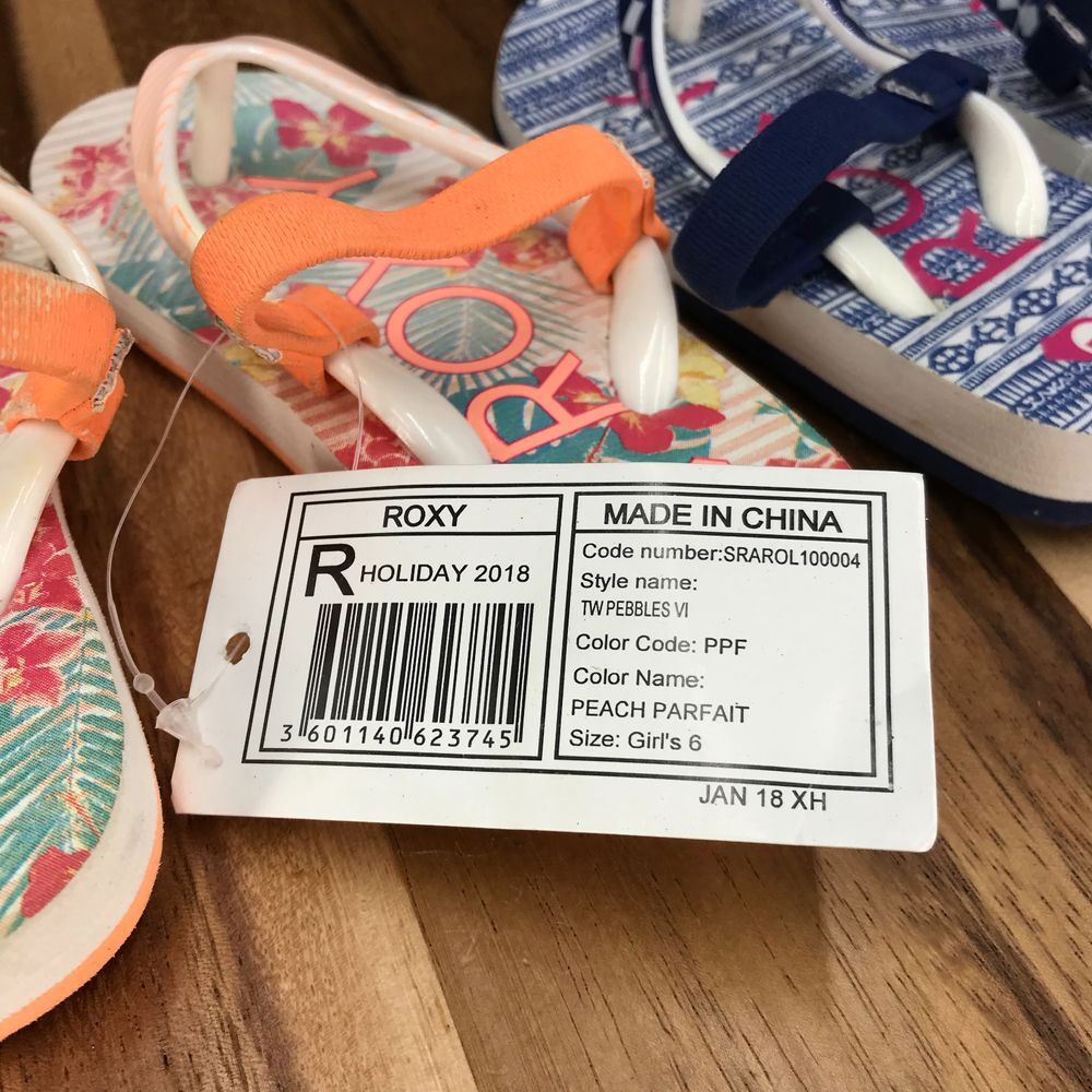 Roxy Multicolor Flip Flops Slip On Slingback Sandals - 2 Pack - Little Kids 6 - Picture 5 of 7